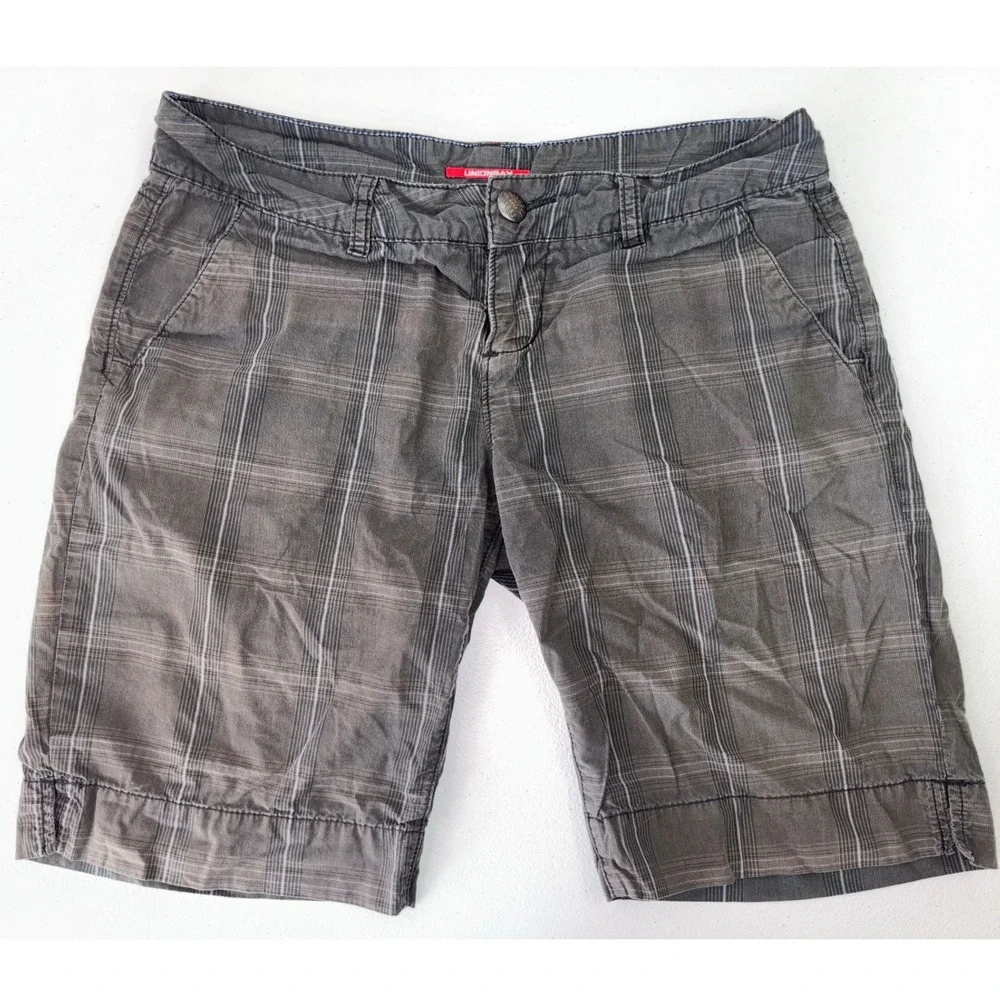 VINTAGE UNIONBAY Womens Shorts 90s Y2K Long Skater Grey Plaid Grunge Juniors‎ 7